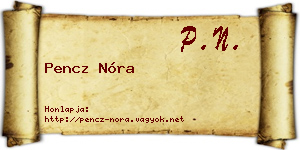 Pencz Nóra névjegykártya